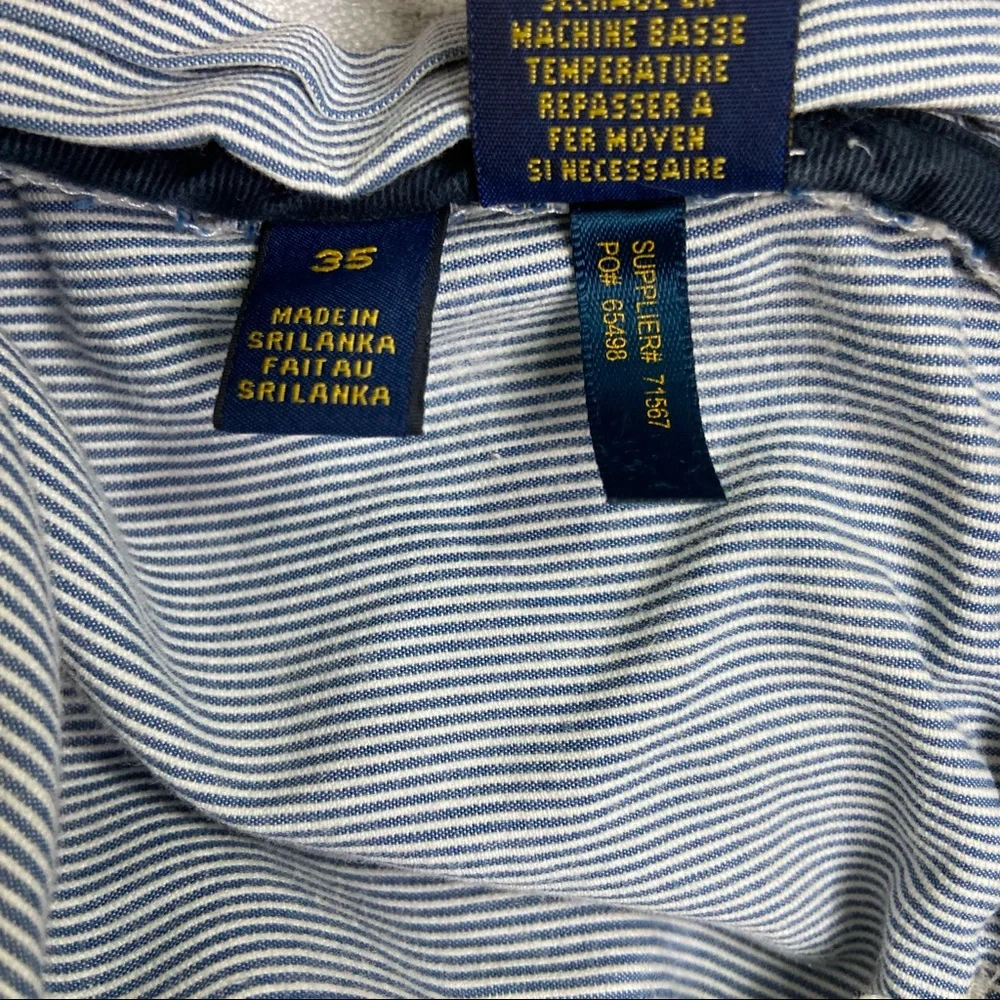 Polo Ralph Lauren blue and white seersucker cargo shorts. Size 35